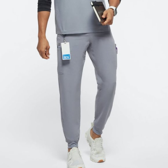NEW Jaanuu Solid Gray Drawstring Men's Mesh-Pocket Scrub Jogger Pants Size 2X - Picture 1 of 12
